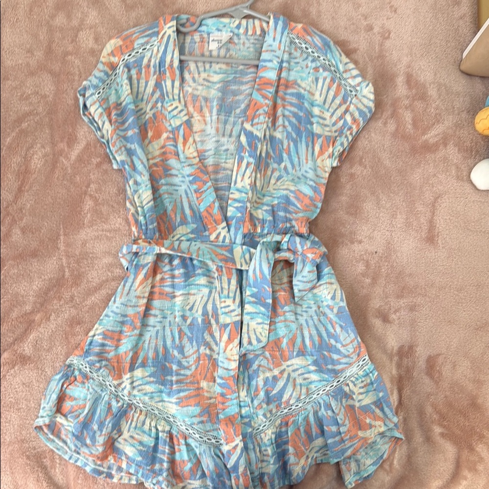 Abercrombie Kids Blue and Orange Patterned Romper